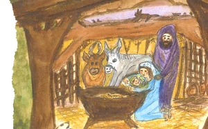 Tekening afkomstig uit de Kynder Bibel gemaakt door illustrator Ita Leona Spoelman